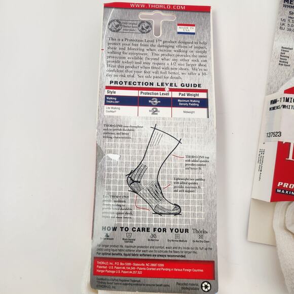 Thorlos Walking Socks Micro Mini Medium Women's White Lot of 2 NWT - Picture 3 of 3